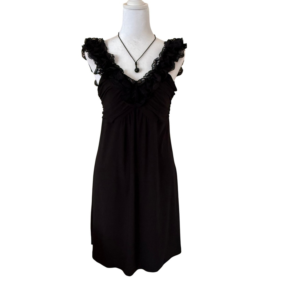 Cocomo Dress Women's Size SP Black Ruffled V-Neck Sleeveless Babydoll Whimsygoth